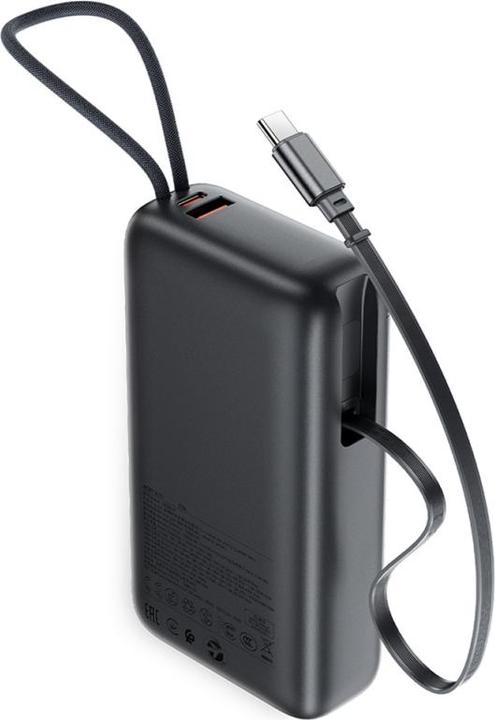 Actual product image Acefast - Power Bank (M34) - with Telescopic Cable, Type-C, Fast Charge, PD45W, 20000mAh - Gray (20000 mAh)