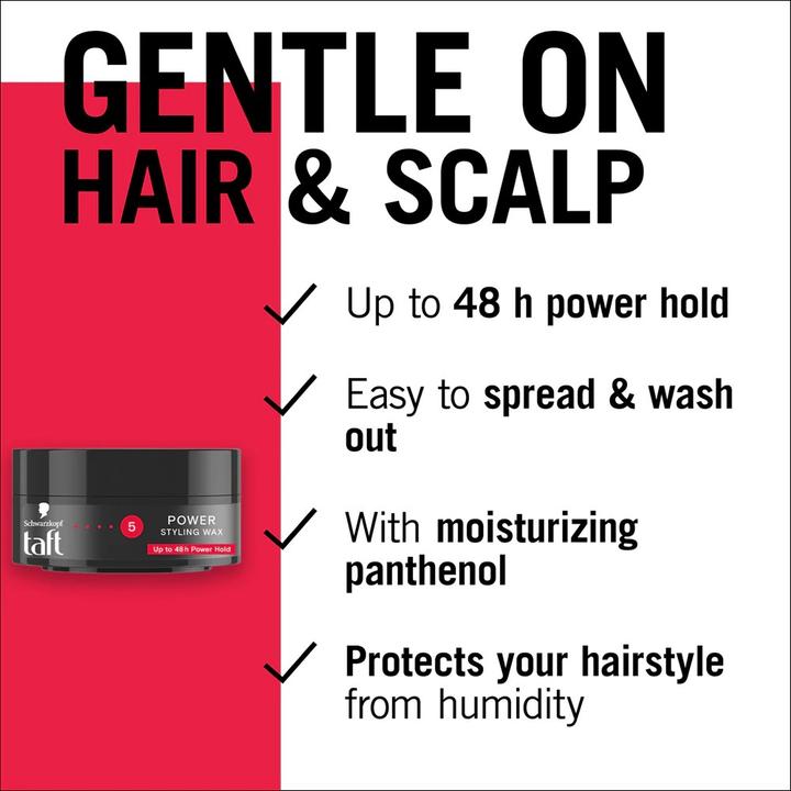 Actual product image Schwarzkopf Taft - Power Hair Wax Hair Styling Wax 75Ml (Hair wax, 75 ml)