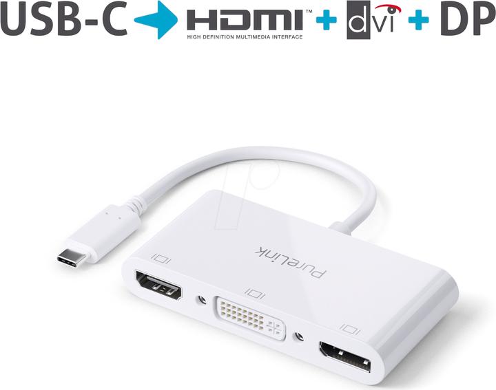 Produktbild Purelink USB Typ-C zu (DP, DVI, HDMI, 19.40 cm)