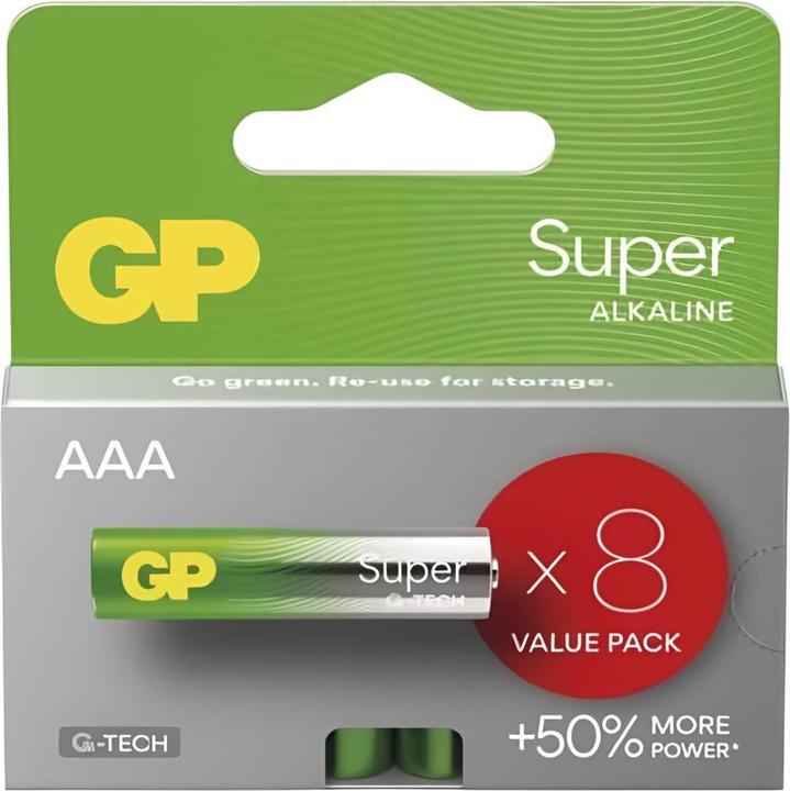 Actual product image GP Batteries 4+4 GP Super Alkaline 1.5V AAA Micro LR03 New 03024ADHETA-B8 (8 pcs., AAA)