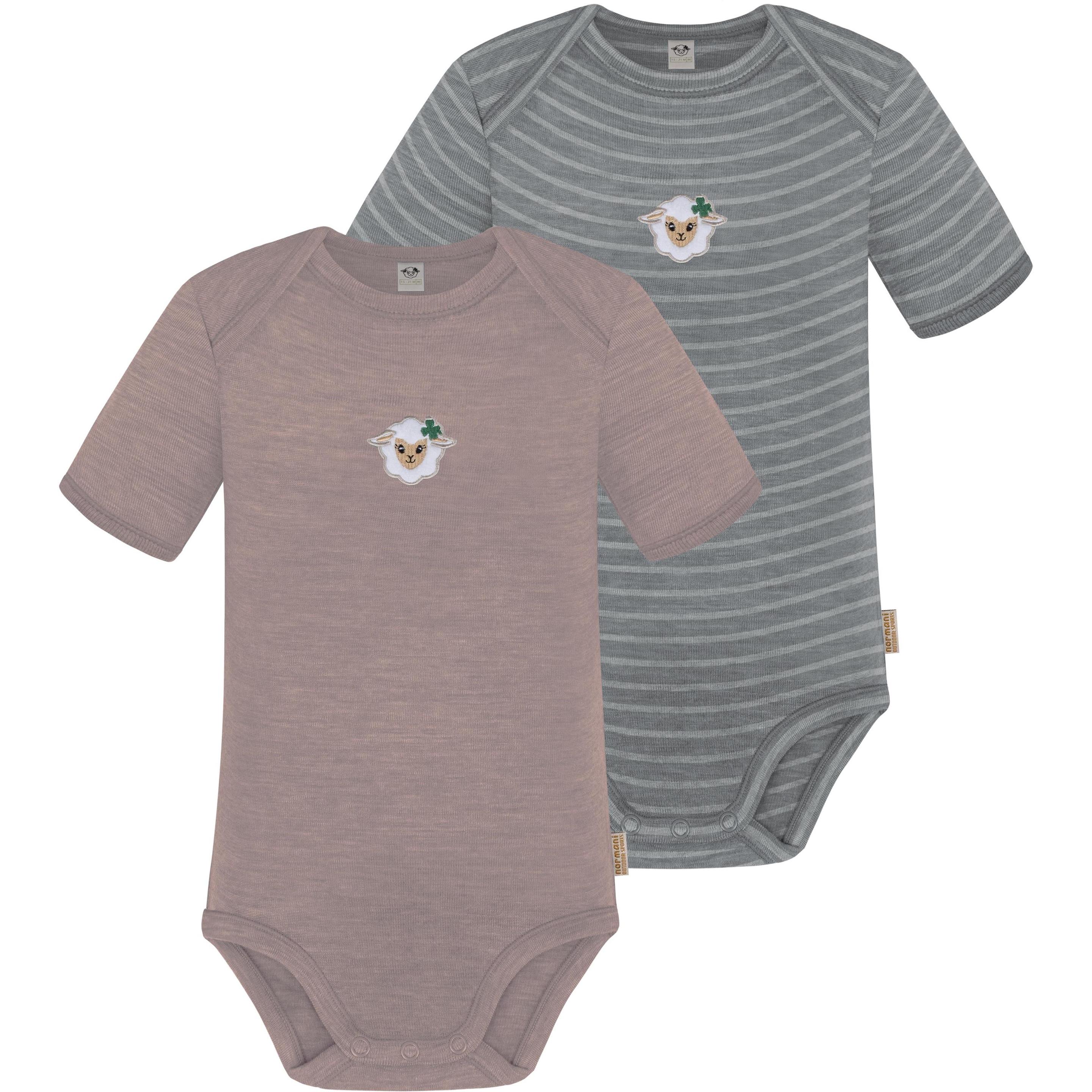 Normani, Herren, Body, 2er Set Baby Merino Body Kurzarm „Tauranga" - 9293, Rosa, (74)