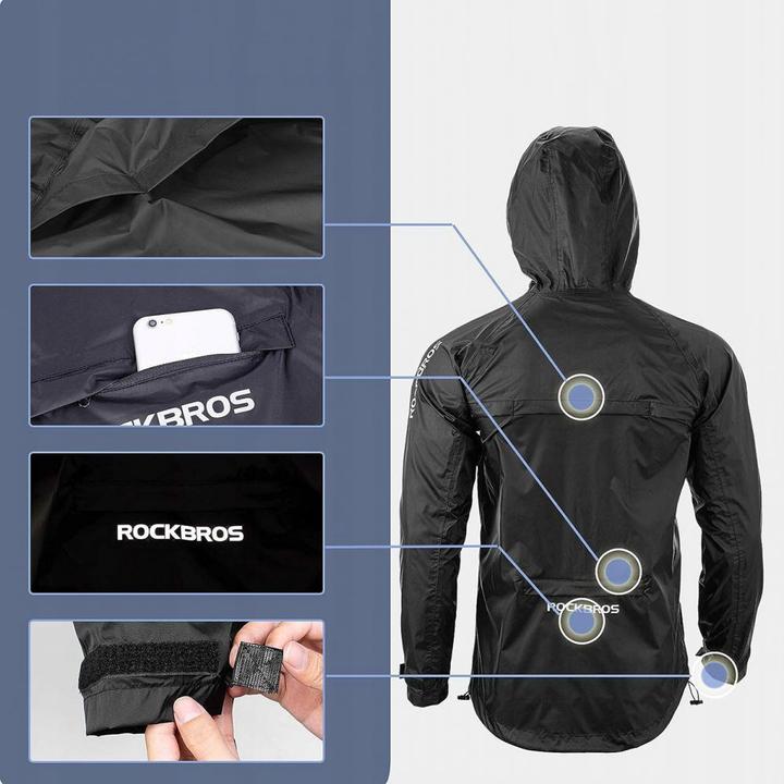 Actual product image Rockbros YPY013BK4XL Rain Jacket Breathable Windproof XXXXL - Black (4XL)