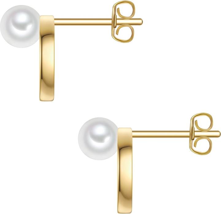 Actual product image Rafaela Donata Ohrstecker Sterling Silber gelbgold Muschelkernperle weiss Zirkonia weiss - 38602 (Sterling silver 100%)