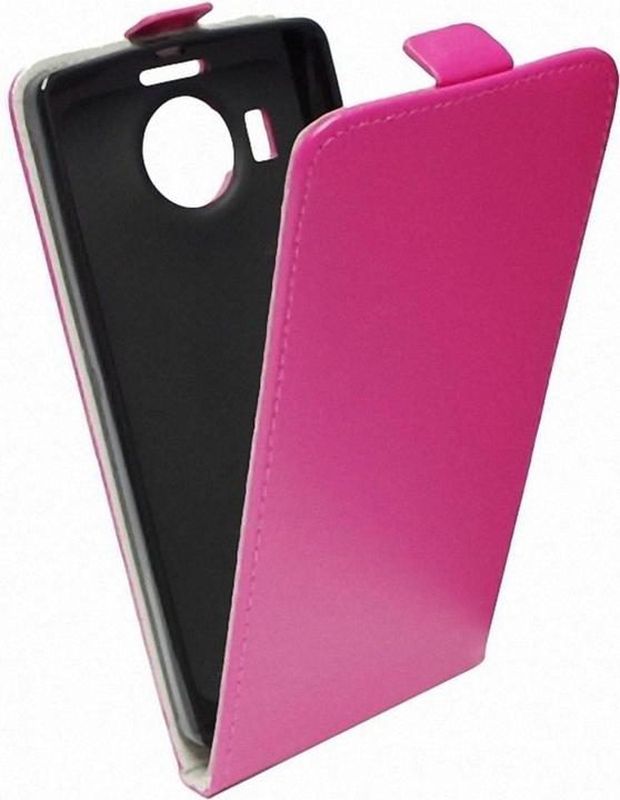 Produktbild König Design Flip Schutz Handy Hülle Wiko Lenny Pink Leder Imitat Slim Flex Schale Bumper Neu (Wiko Lenny)