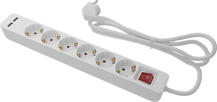 Produktbild RS PRO Verlängerungskabel, 1.5m, 6-fach, Typ F – Deutscher Schutzkontakt Mit Leitung IP20 250 V (1.50 m, CEE 7/3)