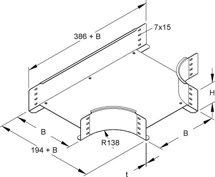 Immagine prodotto Niedax NIE RTSS 110.100 Pezzo a T 110x100mm t=2,0mm w. ungel.side rails band verz. (38.50 cm)