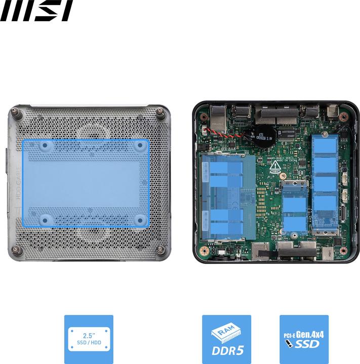 Image du produit MSI Cubi NUC 1MG (sans système d'exploitation) (Intel Core 3 100U, 8 Go, 256 Go, Intel UHD Graphics)