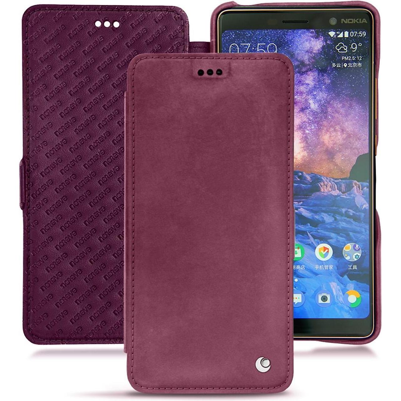 Noreve Lederschutzhülle horizontal (Nokia 7 Plus), Smartphone Hülle, Violett
