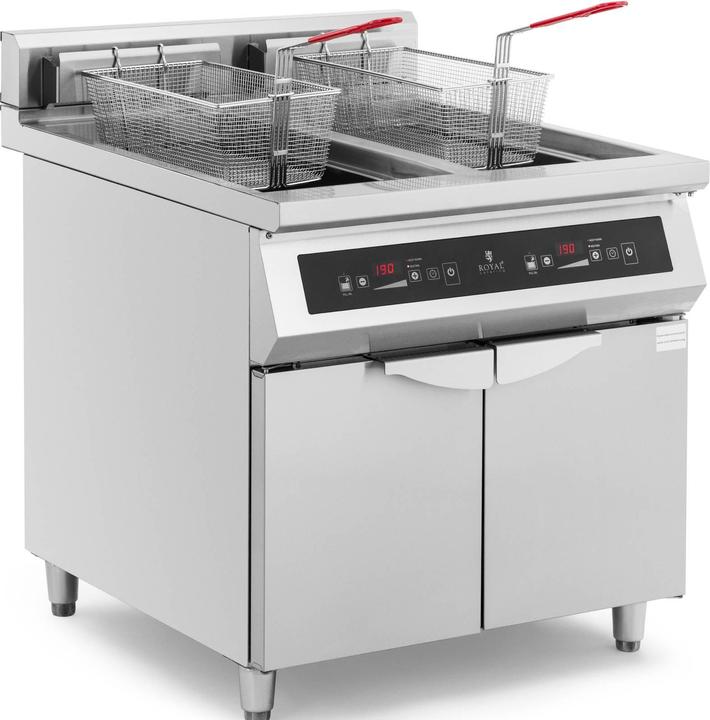 Royal Catering Induktionsfritteuse Doppelfritteuse Gastro-Fritteuse 60 l 20000 W LED + Timer