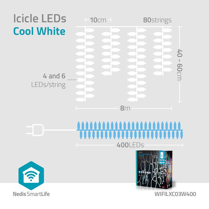 Actual product image Nedis SmartLife Decorative LED | Wi-Fi | Cold White | 400 LED's | 8.00 m | Android™ / IOS (0.23 m)