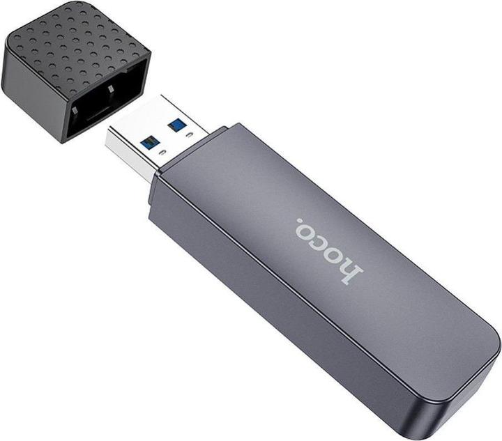 Actual product image Hoco Headphone with microphone card reader 2w1 USB A 2.0 HB45 metal gray (USB 2.0)