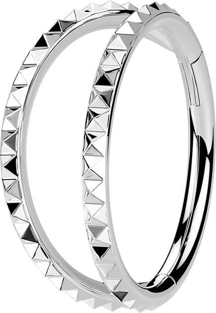 Produktbild Star Piercing Micro Segmentring klappbar silber zwei Ringe Pyramiden (ohne Messing, Chirurgenstahl 316L)