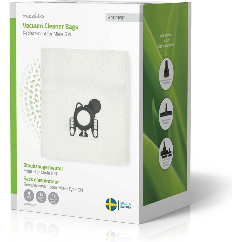 Nedis Staubsaugerbeutel 8 Stück Synthetik Meist verkauft für: Miele GN Weiss, Sacchetti per aspirapolvere