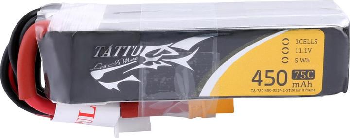Productafbeelding Tattu Accumulator 450mAh 11.1V 75C 3S1P Lang (11.10 V, 450 mAh)