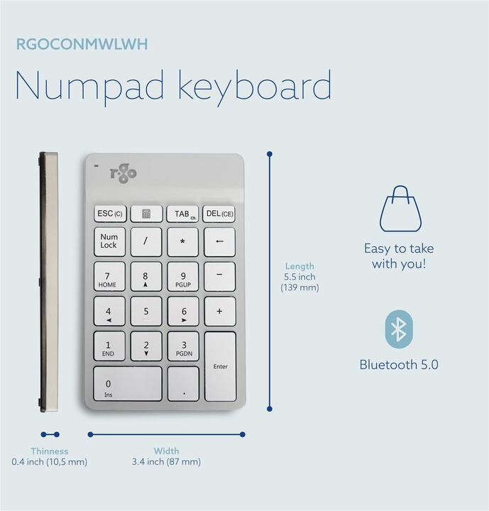Actual product image R-Go Tools Numpad Break White Bluetooth Numeric Keyboard (Numeric keypad, Wireless)