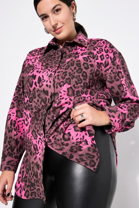 Image du produit Studio Untold Chemisier aspect velours côtelé, imprimé léopard, coupe oversize (50, 52)