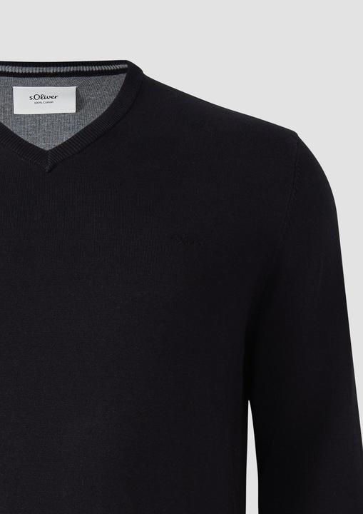 Produktbild s.Oliver Strickpullover Strickpullover mit Logo-Stickerei (3XL)