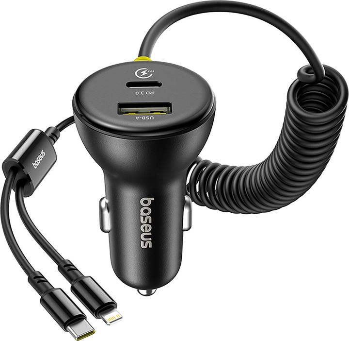 Image du produit Baseus Chargeur de voiture circulaire en plastique (U+C) + câble (C&L) 60W Cosmic Black