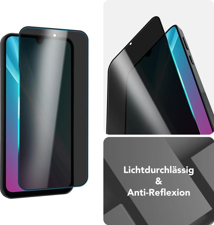 Actual product image Nalia AntiSpyX - Privacy Schutzglas mit Blickschutz - Full Display Screen Protection 9H Tempered Glass (1 Piece, Samsung Galaxy A26)