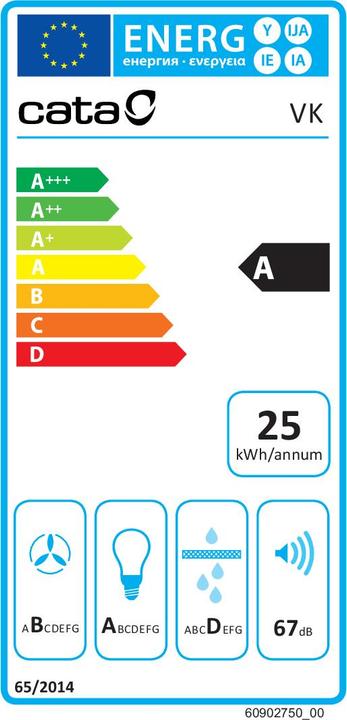 Energy Label Cata Built-in cooker hood CAMPANA Hood VK 6000 X (Wall hood)