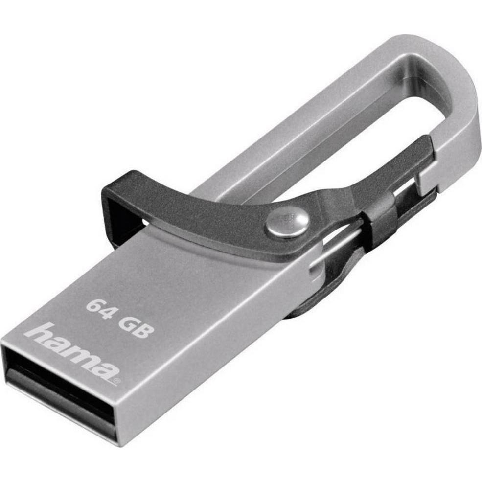 Hama Hook-Style (64 GB, USB-A, USB 2.0), USB Stick, Grau