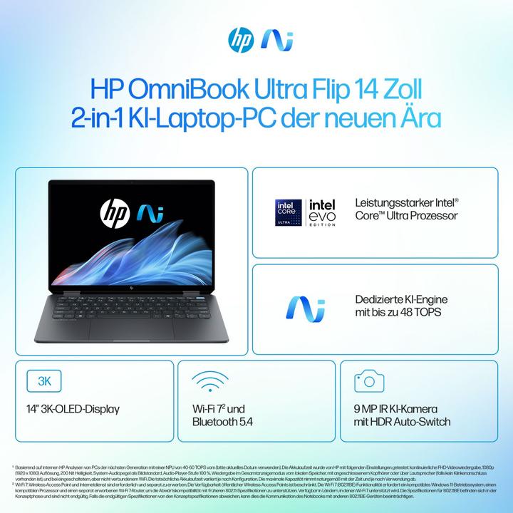 Image du produit HP OmniBook Ultra Flip 14-fh0091ng (14", 1000 Go, 32 Go, DE, Intel Core Ultra 9 285)