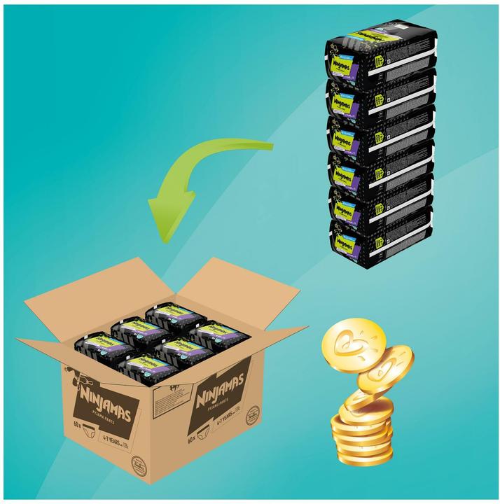 Productafbeelding Pampers Ninjamas (Maat M, Maandelijks pakket, 60 Pcs.)