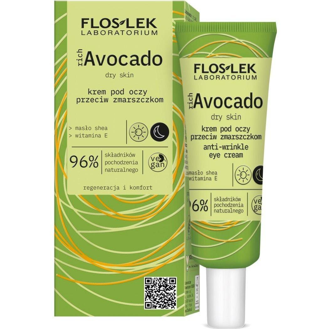 Floslek, Cura degli occhi, Crema occhi ricca di avocado antirughe 30ml (Crema per la cura degli occhi, 30 ml, Giorno)
