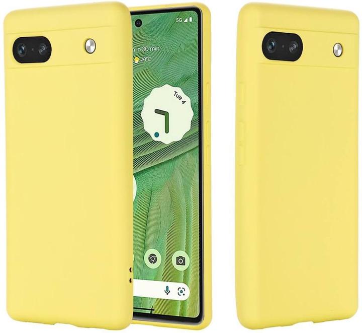 Actual product image Cover-Discount Google Pixel 7a - Silicone Rubber Case yellow (Google Pixel 7a)