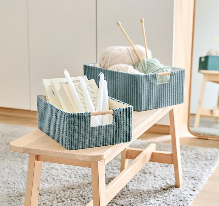 Actual product image Zeller Present Aufbewahrungskorb mit Holzgriffen 27x19x10 cm (1 x, 27 x 19 x 10 cm)