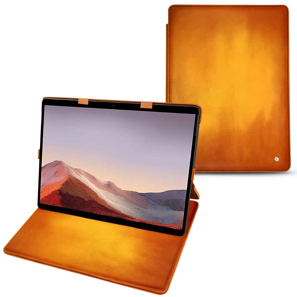 Noreve Lederschutzhülle vertikal (Microsoft Surface Pro X), Tablet Hülle, Orange