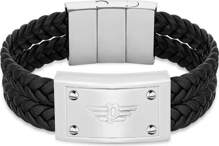 Police Valorious Armband (21 cm, Edelstahl, Leder)