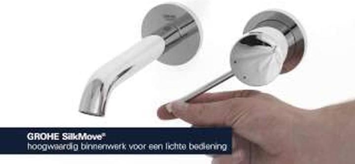 Actual product image Grohe 2-hole basin mixer ESSENCE Projection 183mm Warm Sunset brushed