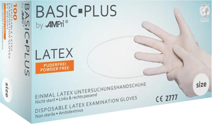 Produktbild Ampri Einweghandschuhe Basic Plus Grösse XL hellbeige Latex EN 455 PSA-Kategorie I (10)