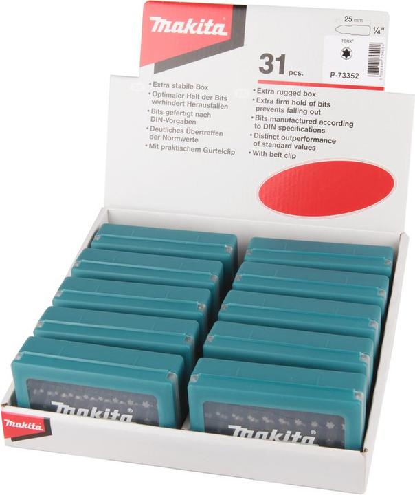 Produktbild Makita P-73352 Bit-Set 31 teilig Innen-TORX (Innensechsrund TX M25, Innensechsrund TX M27, Innensechsrund TX M30, Innensechsrund TX M40, Innensechsrund TX M7, Innensechsrund TX M8, Innensechsrund TX M9, Innensechsrund TX M10, Innensechsrund TX M15, Innensechsrund TX M20)