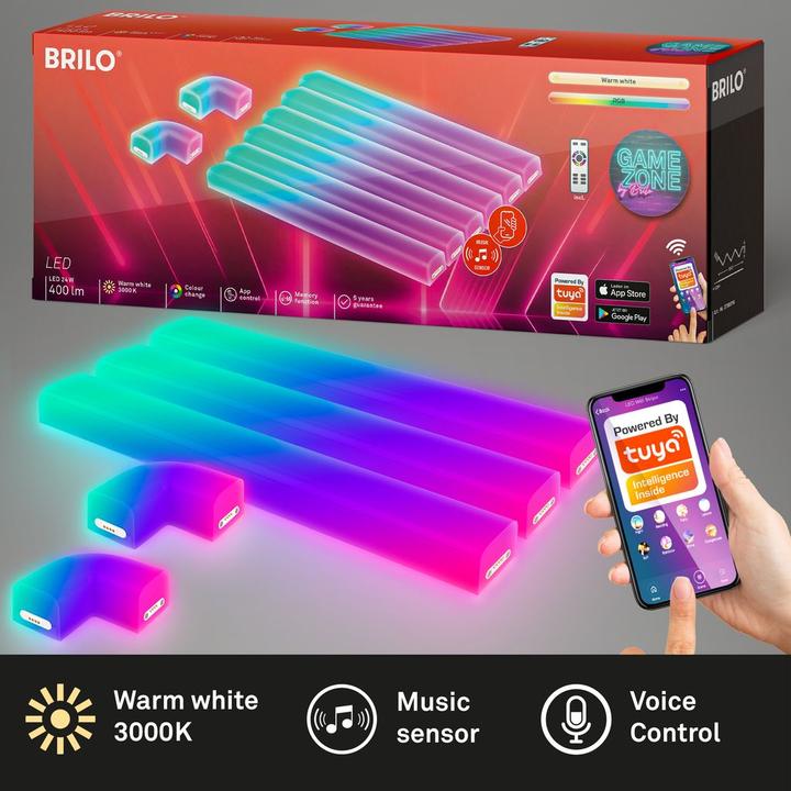 Produktbild Briloner WiFi TUYA + Bluetooth RGB IC LED Wandleuchte, weiss, LED/24W (130 lm)