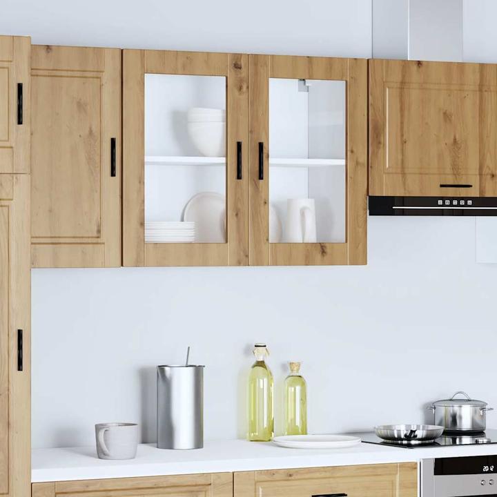 Image du produit VidaXL Armoire suspendue de cuisine avec porte en verre Porto Artisan-Chêne Armoire murale de cuisine (80 x 31 x 60 cm)