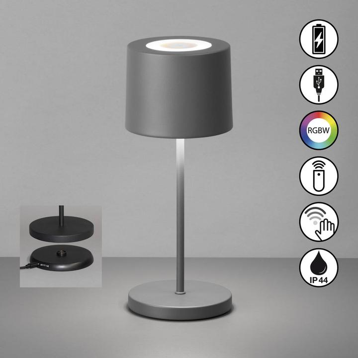 Productafbeelding FHL easy FHL Bologna Pro LED Tischleuchte 2W dimmbar Akku warmweiss sandgrau 850493