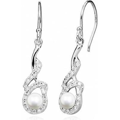 Silver Cat, Ohrringe, Gentle earrings with pearl and zircons SC414