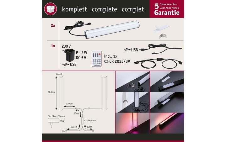 Image du produit Paulmann Bâtons lumineux dynamiques (RGB, 30.50 cm, Intérieur)
