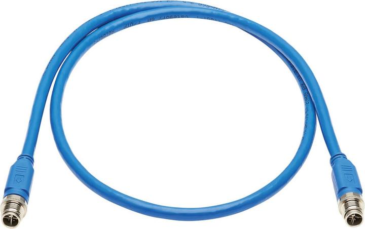 Actual product image Eaton M12 X-Code Cat6a 10G F/UTP CMR-LP Shielded Ethernet Cable M/M IP68 PoE Blue 1m 3.3 f (UTP, CAT6a, 1 m)