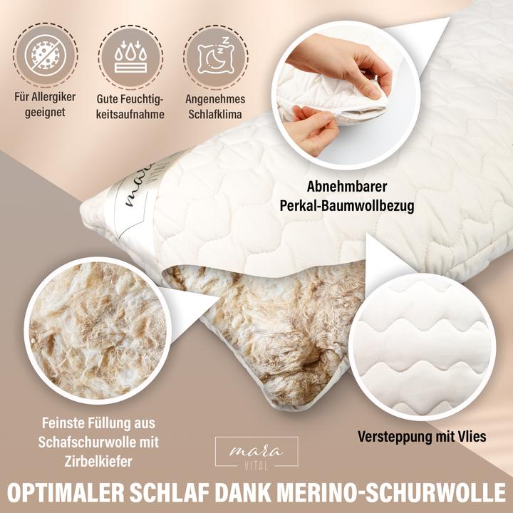 Immagine prodotto Mara Vital Cuscino in pura lana vergine (40 x 80 cm)