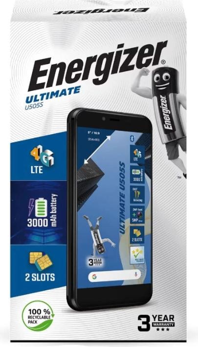 Actual product image Energizer Ultimate U505S Smartphone - Smartphone 1 GB RAM 16 GB 5 Inch 4G Dual Sim EU (Black) (16 GB, Black, 5", Dual SIM, 5 Mpx, 4G)