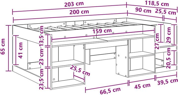 Produktbild vidaXL Bettrahmen (90 x 200 cm)