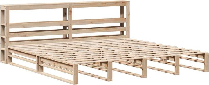 Produktbild VidaXL Massivholzbett Holzbett Bett Palettenbett Kopfteil Weiss 200x200cm Kiefer (200 x 200 cm)