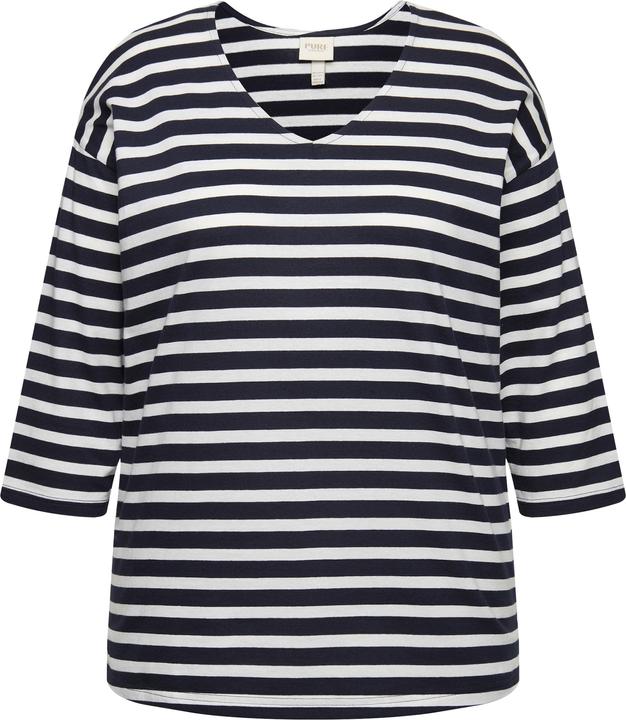 Produktbild Ulla Popken Pyjama-Shirt, Ringel, V-Ausschnitt, 3/4-Arm (42, 44)