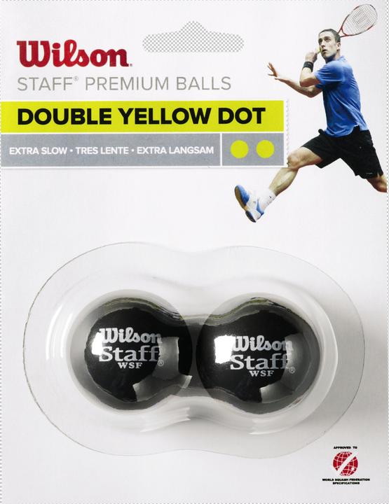Wilson Staff Squash Double Yellow Dot 2 Pack Ball WRT617600 Black One size