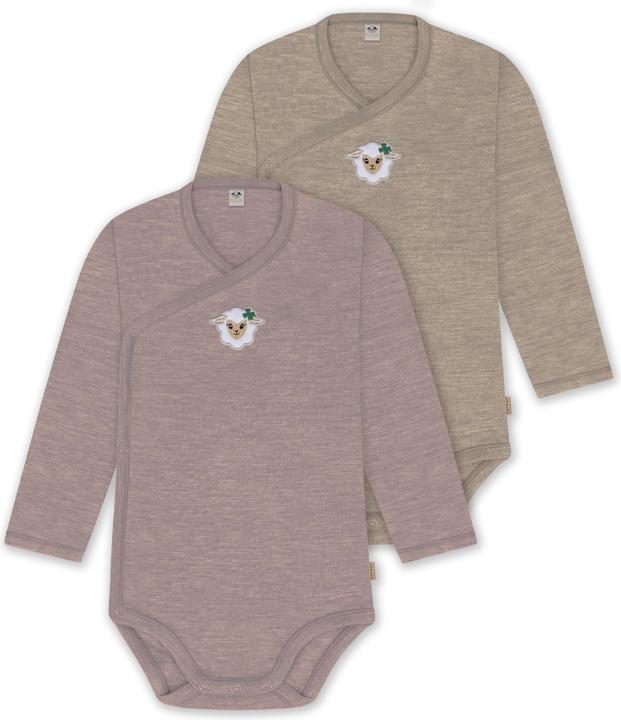 Produktbild Normani 2er Pack Bio Baby-Body Langarm Wickelbody aus Merinowolle für Junge und Mädchen - 9353 (68)