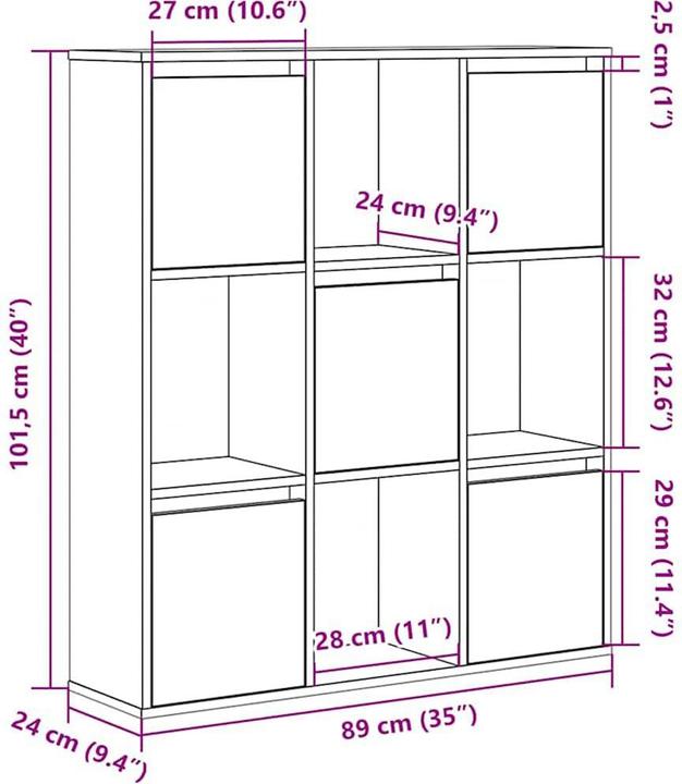 Produktbild vidaXL Bücherregal (89 x 24 x 101.50 cm)