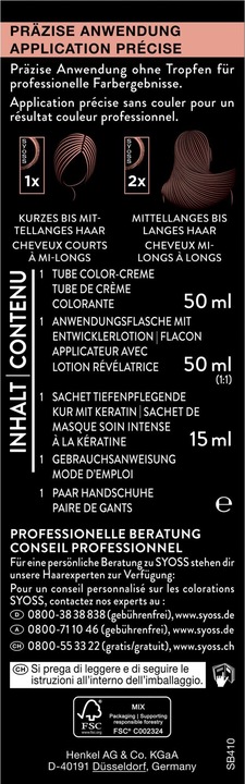 Nutritional values and ingredients Syoss Coloration 4 1 Mittelbraun (4 1 Medium brown)